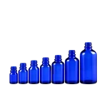 Blue 18mm glass essential oil bottles from 5ml to 100ml