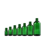 Green 18mm glass essential oil bottles from 5ml to 100ml