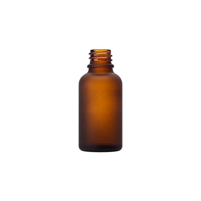 Amber frosted glass bottle with 18mm neck