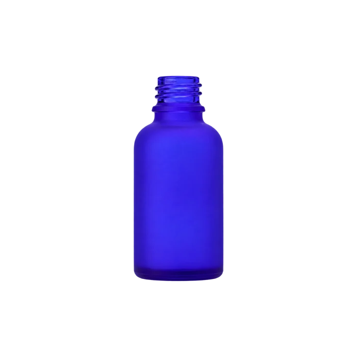 Blue frosted glass bottle with 18mm neck