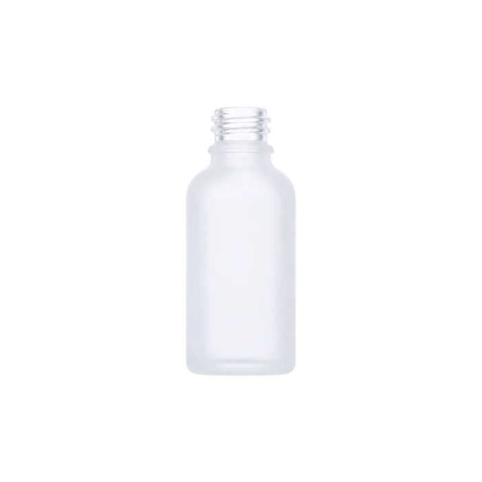 Clear frosted glass bottle with 18mm neck