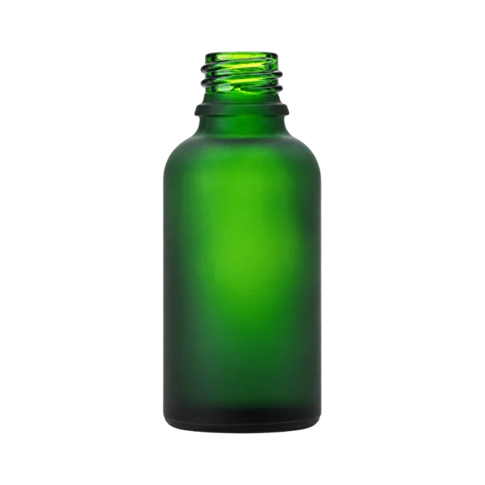 Green frosted glass bottle with 18mm neck