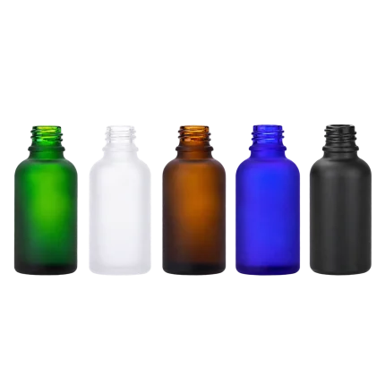 18mm frosted glass bottles in five colors, 5ml to 100ml