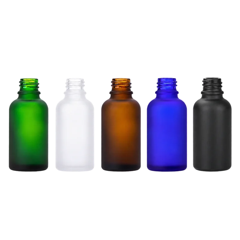 18mm frosted glass bottles in five colors, 5ml to 100ml