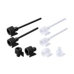 Black and clear screw caps with applicator rods for glass sample vials
