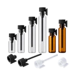 0.5ml to 3ml glass sample vials in clear and amber with applicator caps