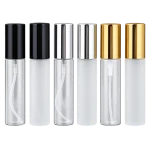 Glass spray bottles with black, silver, and gold aluminum sprayers