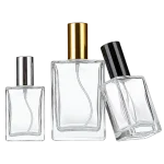Clear glass spray bottles with silver, gold and black sprayers