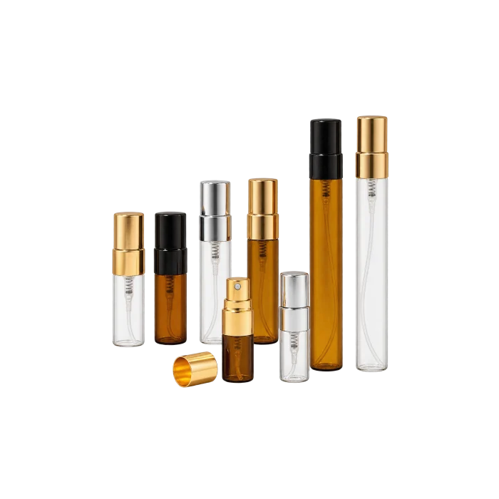 2ml, 3ml, 5ml & 10ml Glass Spray Bottles in Clear & Amber with PP or Aluminum Sprayers - Image 2
