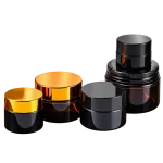 Amber glass jars with cap options