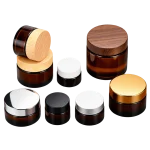 Amber glass jars with cap options
