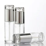 30ml to 100ml glass pump bottles with gold or silver pumps in clear and frosted finishes