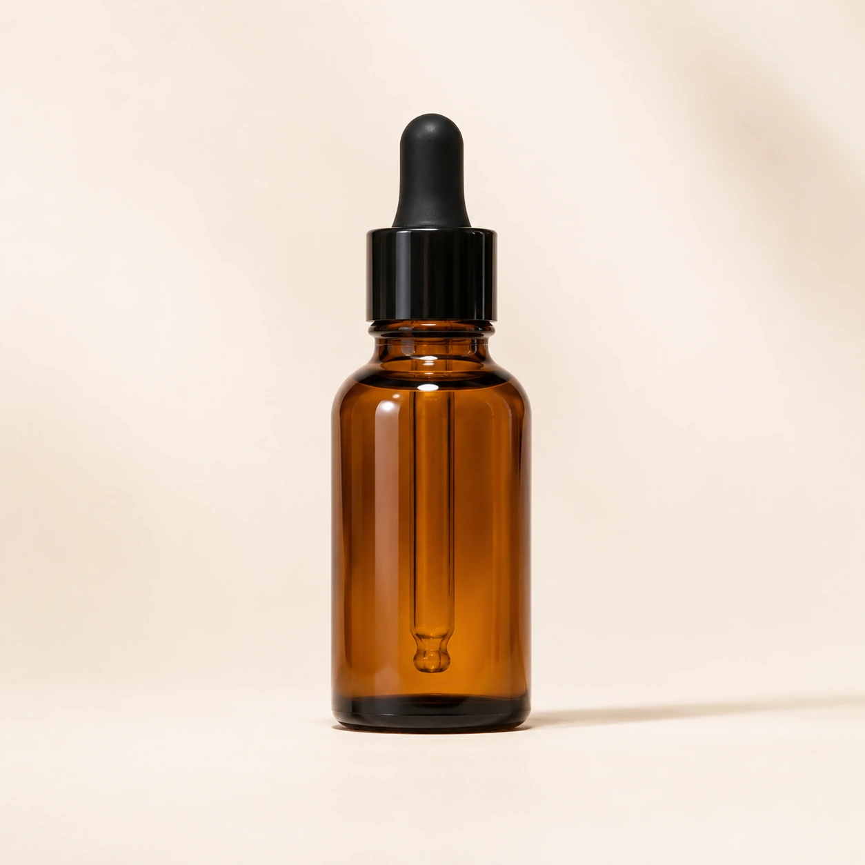 Amber glass dropper bottle for cosmetic serum packaging
