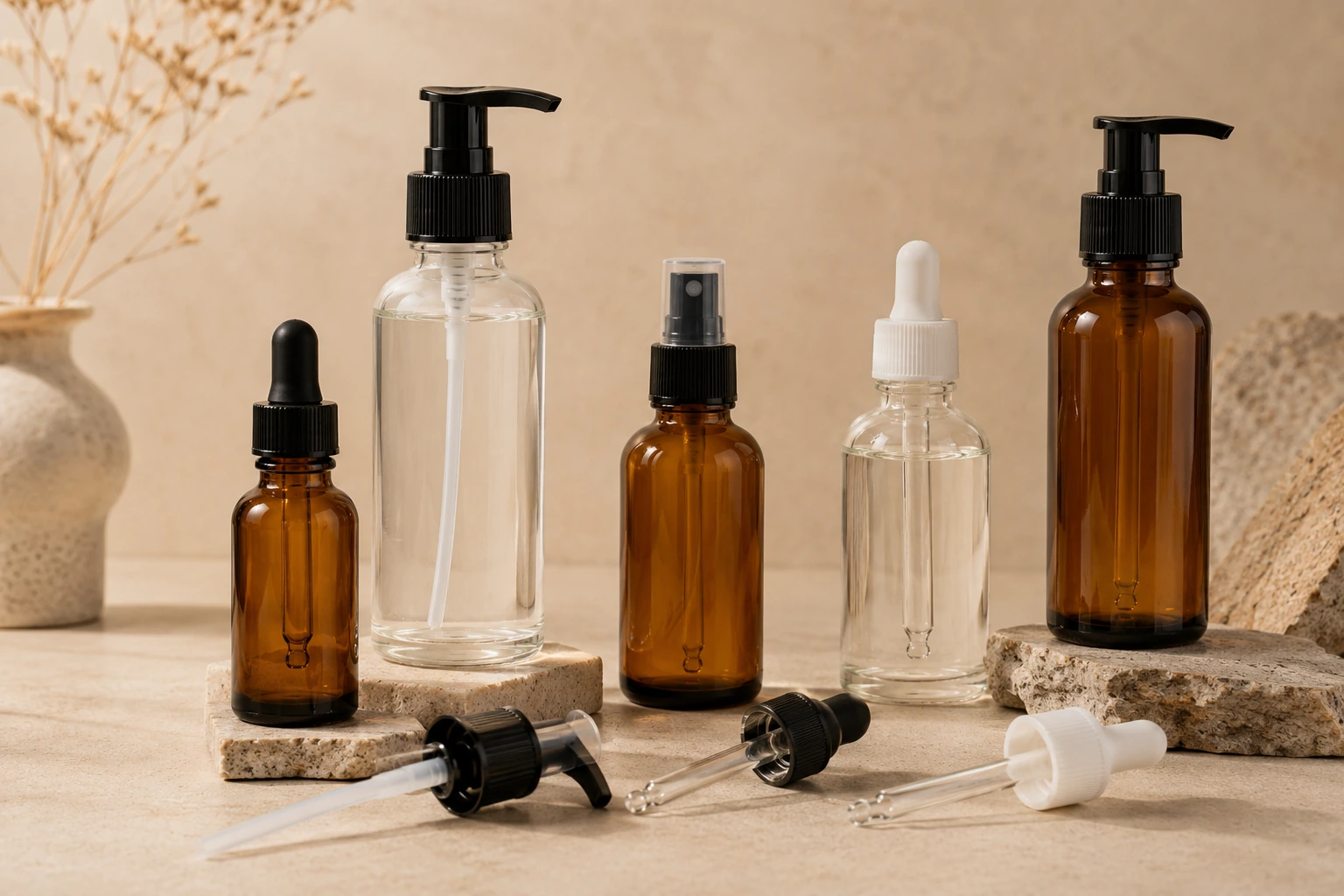 Pump dropper and dip tube matching with different bottle heights