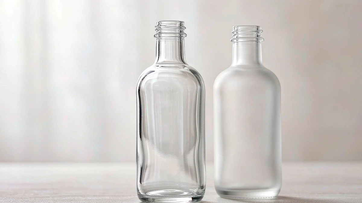 Clear and frosted glass bottles showing product visibility