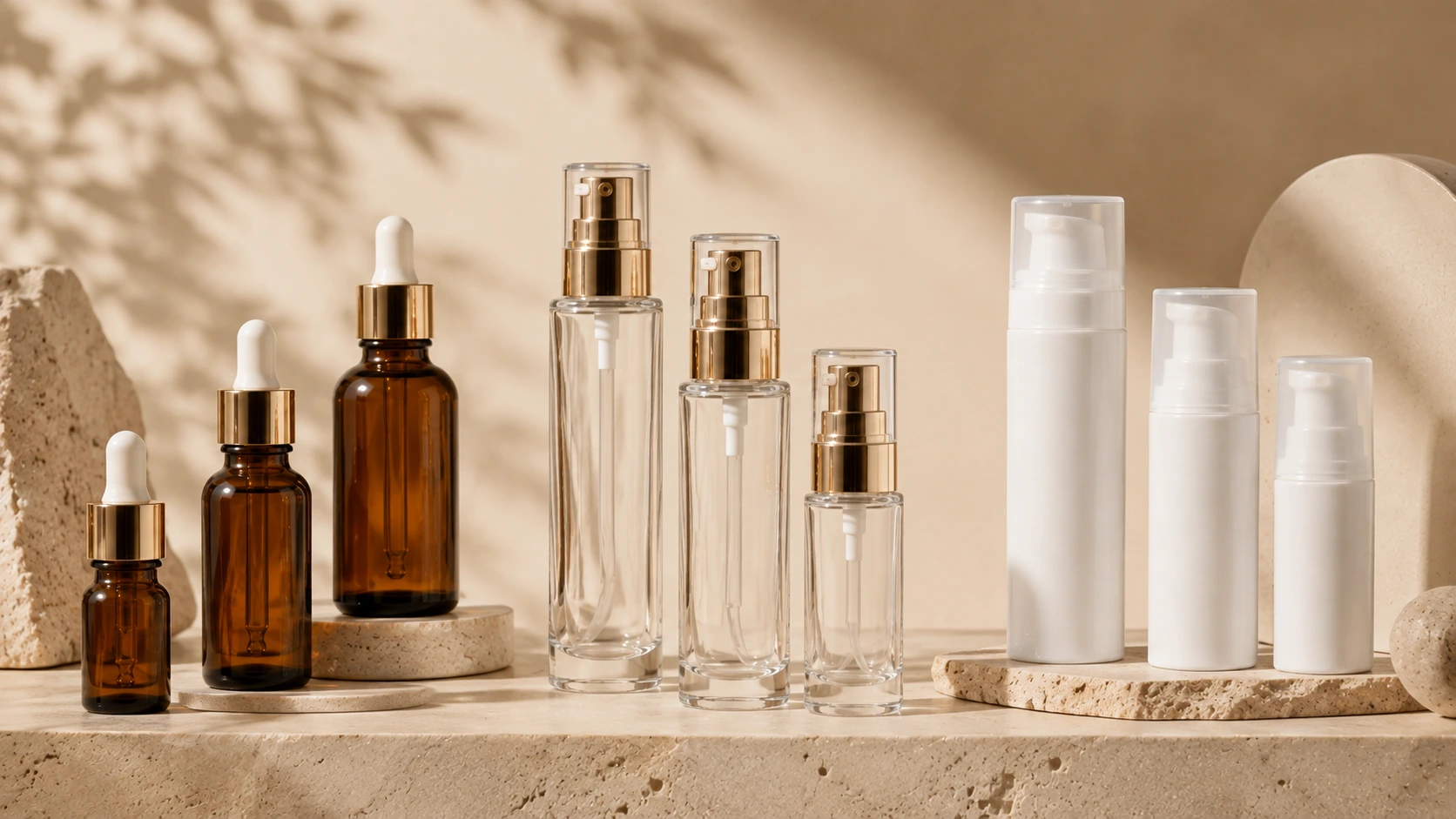 Dropper pump and airless bottle options for skincare packaging