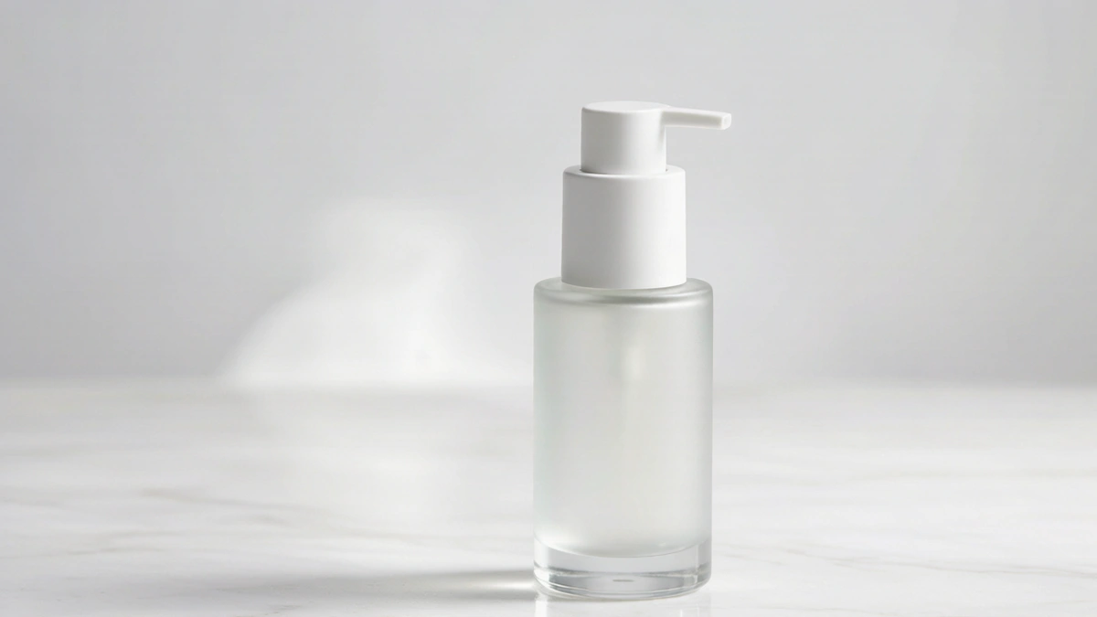 Airless pump bottle on a clean studio surface