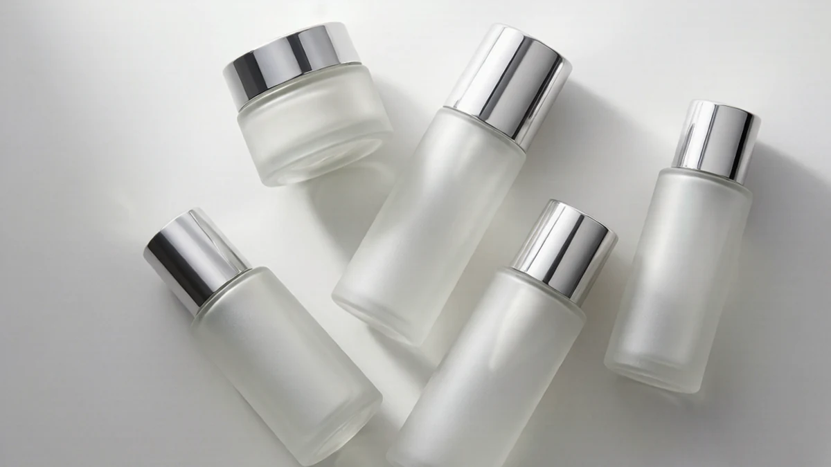 Frosted glass cosmetic bottles and jars — sustainable packaging