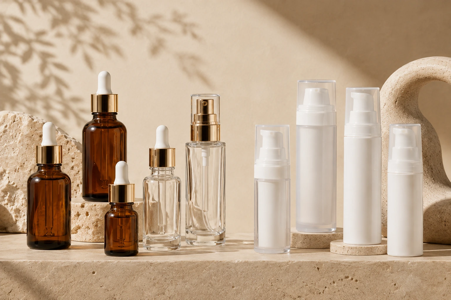 Glass and plastic cosmetic packaging comparison for serum products