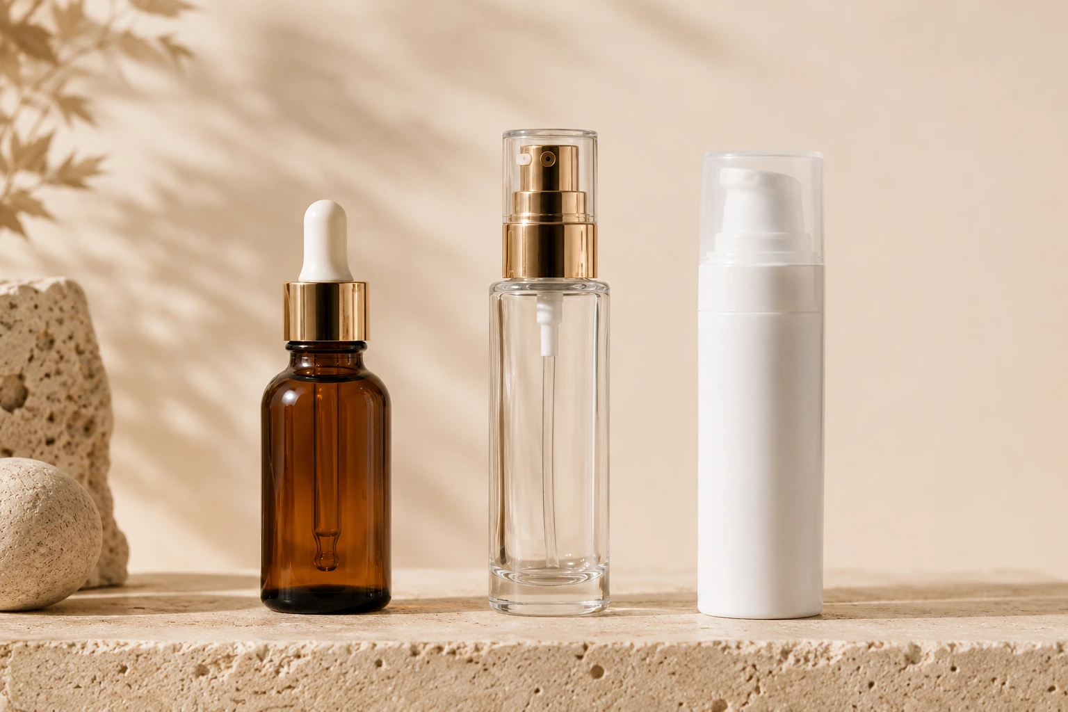 Dropper pump and airless dispensing systems for skincare formulas