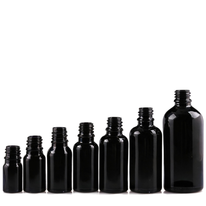 18mm glass bottle in Black